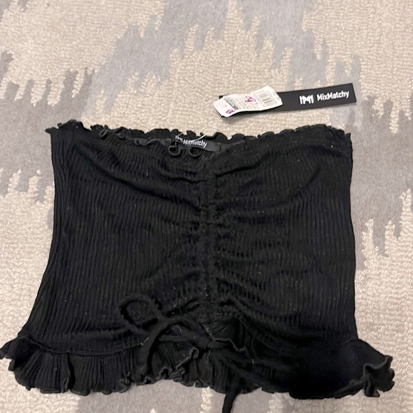 Black tie at Front cropped tube top size large - Picture 1 of 6